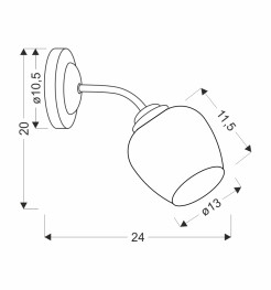 BREEZE lampa kinkiet czarny 1x40W E27 klosz bursztynowy 21-52216