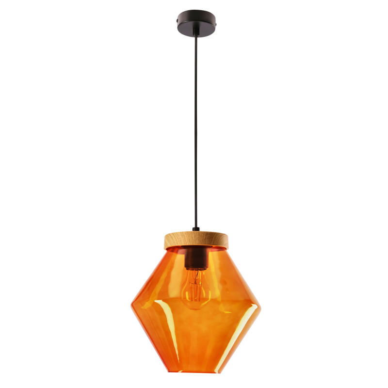 BRELS lampa wisząca czarny z efektem drewna 1x40 E27 klosz pomarańczowy 31-45300