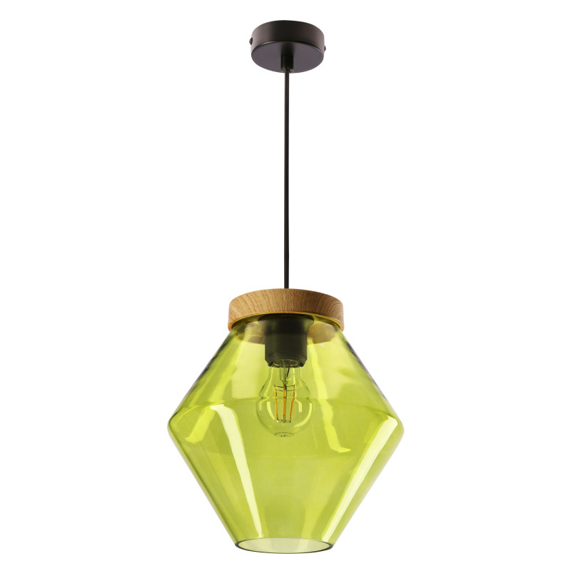 BRELS lampa wisząca czarny z efektem drewna 1x40 E27 klosz zielony 31-45317