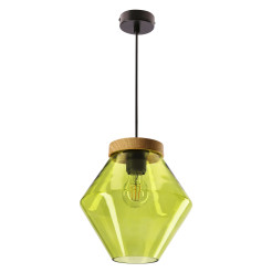 BRELS lampa wisząca czarny z efektem drewna 1x40 E27 klosz zielony 31-45317