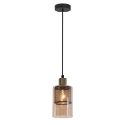 CABI lampa wisząca czarny +złoty 1x40W E14 klosz bursztynowy 31-51554