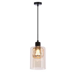 DUCATO lampa wisząca czarny +złoty 1x40W E27 klosz bursztynowy 31-51578