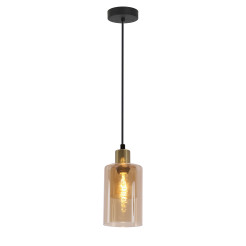DOPPIO lampa wisząca czarny+złoty 1x40W E14 klosz bursztynowy 31-51608