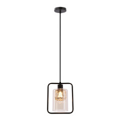 DESTRO lampa wisząca czarny 1x40W E27 klosz bursztynowy 31-51691