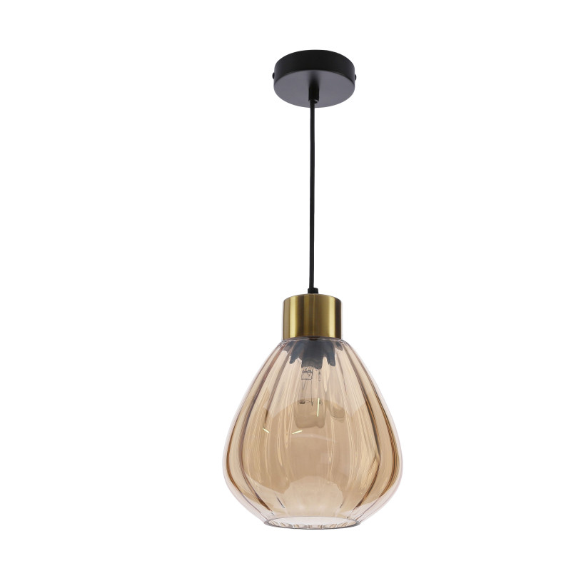MONTE lampa wisząca czarny 1x40W E27 klosz bursztynowy 31-56054