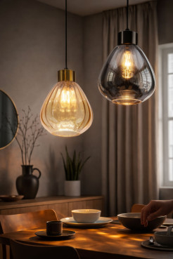MONTE lampa wisząca czarny 1x40W E27 klosz dymiony 31-56061