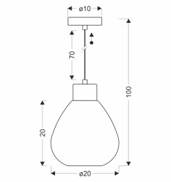 MONTE lampa wisząca czarny 1x40W E27 klosz dymiony 31-56061