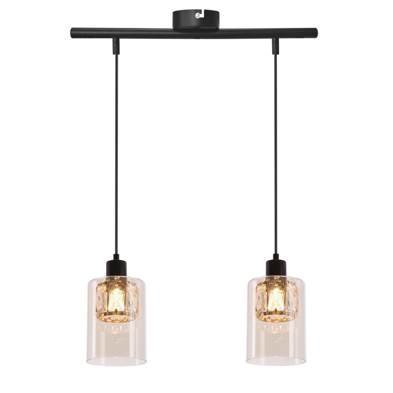 DUCATO lampa wisząca czarny +złoty 2x40W E27 klosz bursztynowy 32-51479