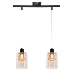 DUCATO lampa wisząca czarny +złoty 2x40W E27 klosz bursztynowy 32-51479