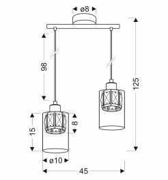 DUCATO lampa wisząca czarny +złoty 2x40W E27 klosz bursztynowy 32-51479