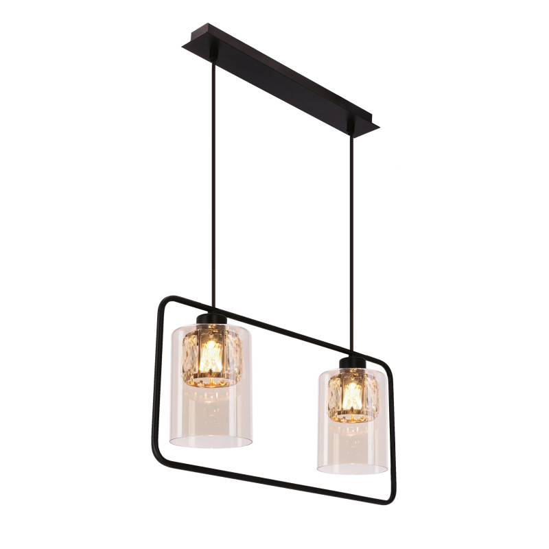DESTRO lampa wisząca czarny 2x40W E27 klosz bursztynowy 32-51707