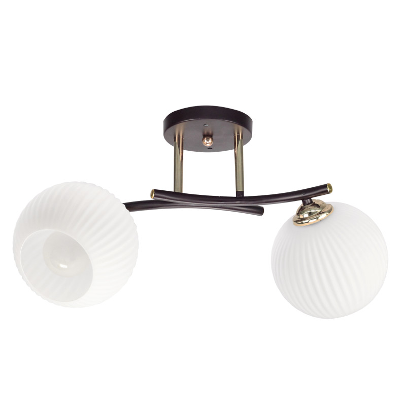 CALMO lampa sufitowa brunatny+złoty 2x40W E27 klosz biały 32-51813