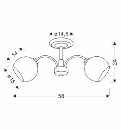 CROMAT lampa sufitowa czarny perłowy 2x40W E27 klosz grafitowy 32-51882