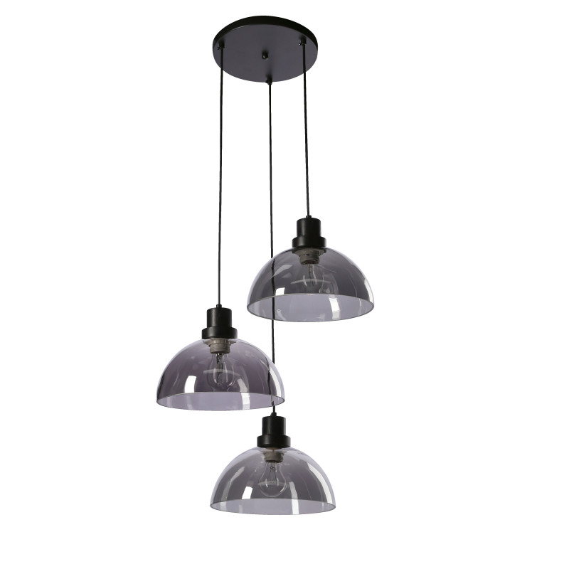 BARCA lampa wisząca czarny 3x40W E27 klosz dymiony 33-45133