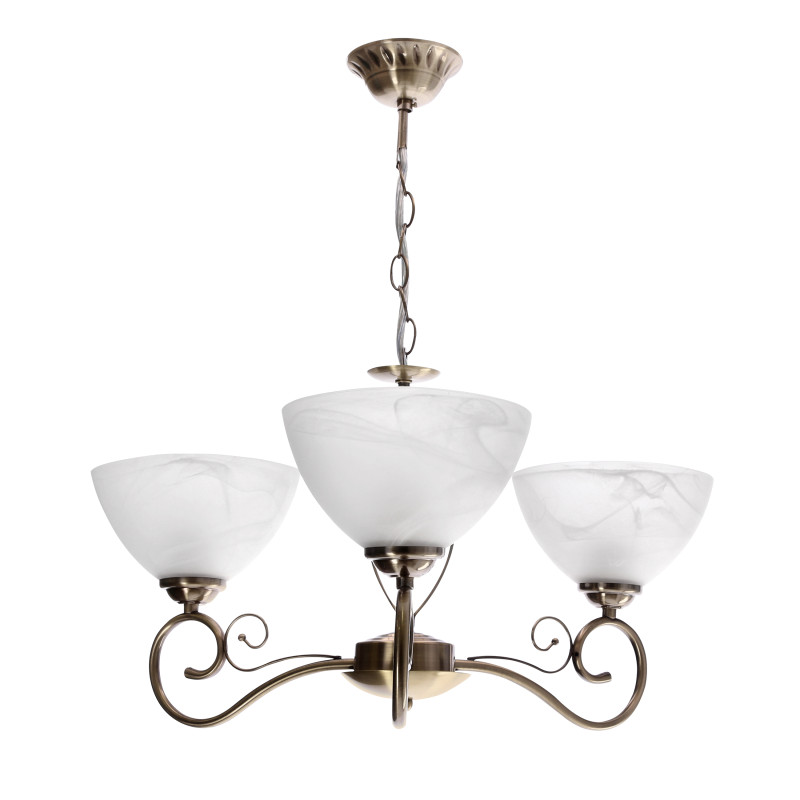 HORIZON lampa wisząca patynowy 3x40 E27 klosz biały 33-45157