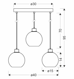 VALOR lampa wisząca talerz czarny +złoty 3x40W E27 klosz bursztynowy 33-51424