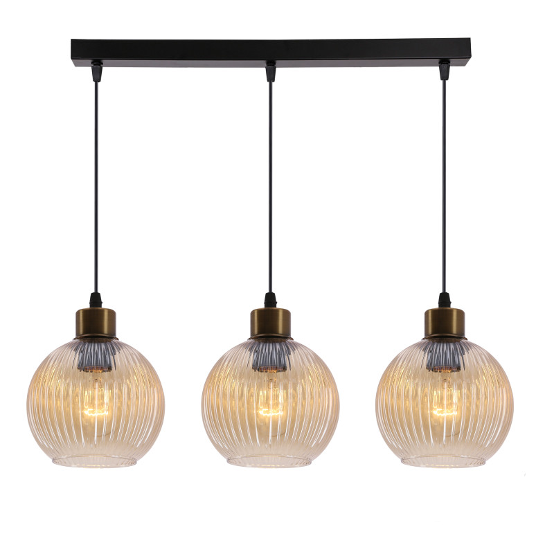 VALOR lampa wisząca czarny +złoty 3x40W E27 klosz bursztynowy 33-51431