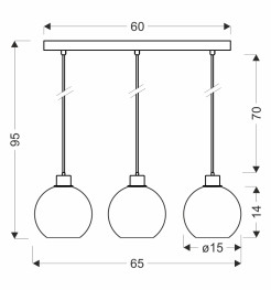 VALOR lampa wisząca czarny +złoty 3x40W E27 klosz bursztynowy 33-51431