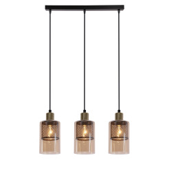 CABI lampa wisząca czarny +złoty 3x40W E14 klosz bursztynowy 33-51455