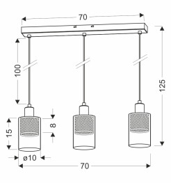 CABI lampa wisząca czarny +złoty 3x40W E14 klosz bursztynowy 33-51455