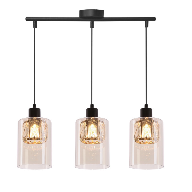 DUCATO lampa wisząca czarny +złoty 3x40W E27 klosz bursztynowy 33-51462