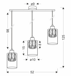 DUCATO lampa wisząca czarny +złoty 3x40W E27 klosz bursztynowy 33-51462