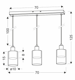 DOPPIO lampa wisząca czarny+złoty 3x40W E14 klosz bursztynowy 33-51615