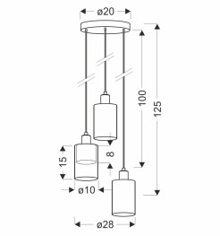 DOPPIO lampa wisząca talerz czarny+złoty 3x40W E14 klosz bursztynowy 33-51622