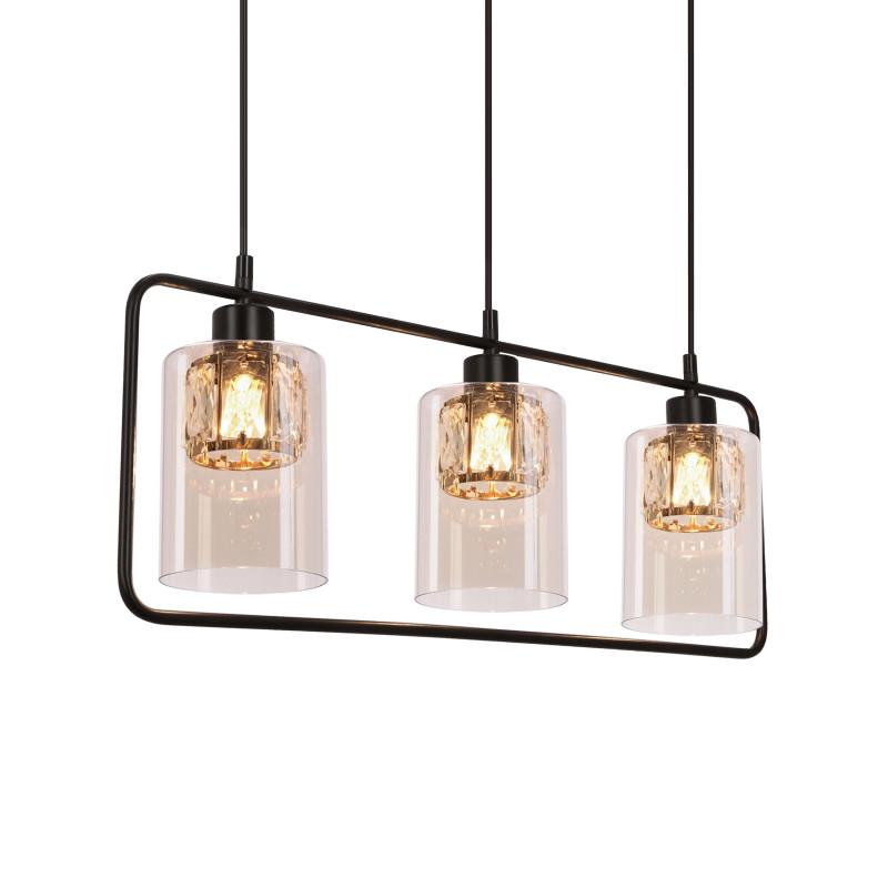 DESTRO lampa wisząca czarny 3x40W E27 klosz bursztynowy 33-51714