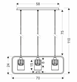 DESTRO lampa wisząca czarny 3x40W E27 klosz bursztynowy 33-51714