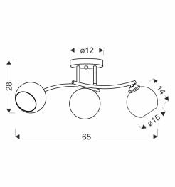 CALMO lampa sufitowa brunatny+złoty 3x40W E27 klosz biały 33-51806