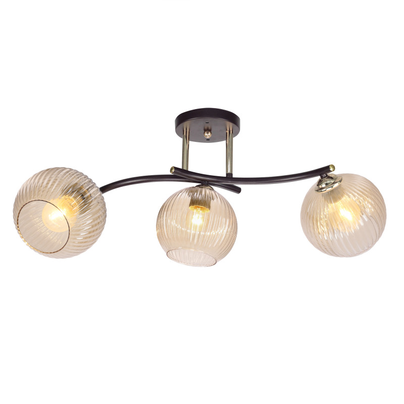 MANON lampa sufitowa brunatny+złoty 3x40W E27 klosz bursztynowy 33-51851