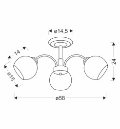 CROMAT lampa sufitowa czarny perłowy 3x40W E27 klosz grafitowy 33-51875