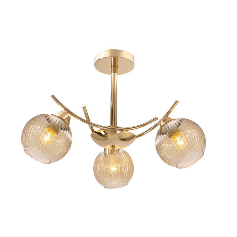 LUNORE lampa wisząca złoty 3x40W E27 klosz bursztynowy 33-52162