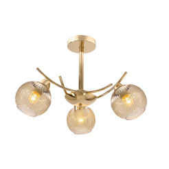 LUNORE lampa wisząca złoty 3x40W E27 klosz bursztynowy 33-52162