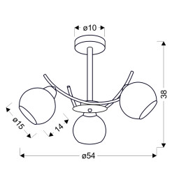 LUNORE lampa wisząca złoty 3x40W E27 klosz bursztynowy 33-52162