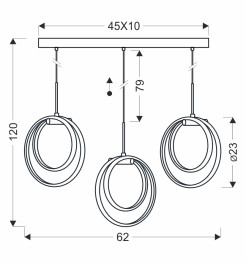 CROMA lampa wisząca czarny+chromowy 3x12W LED 3000, 4000, 6000K osłonka biała 33-54173