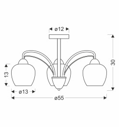 TOBIAS lampa wisząca złoty 3x40W E27 klosz bursztynowy 33-56078