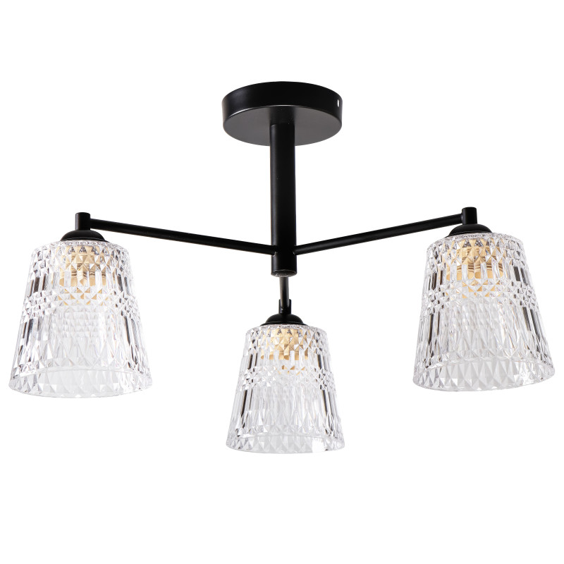 KAIR lampa wisząca czarny 3x40W E27 klosz bezbarwny 33-56146
