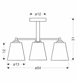 KAIR lampa wisząca czarny 3x40W E27 klosz bezbarwny 33-56146