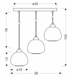 VALERIA lampa wisząca czarny talerz 3x40W E27 klosz bursztynowy 33-58188