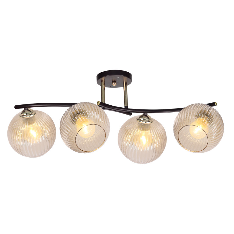 MANON lampa sufitowa brunatny+złoty 4x40W E27 klosz bursztynowy 34-51837