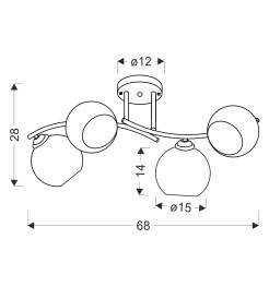 MANON lampa sufitowa brunatny+złoty 4x40W E27 klosz bursztynowy 34-51837