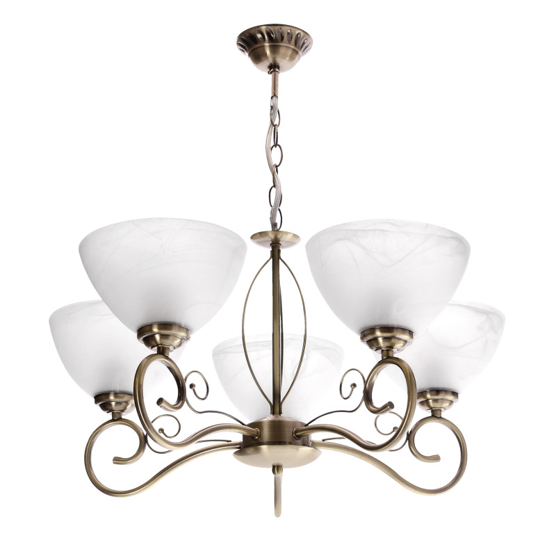 HORIZON lampa wisząca patynowy 5x40 E27 klosz biały 35-45164