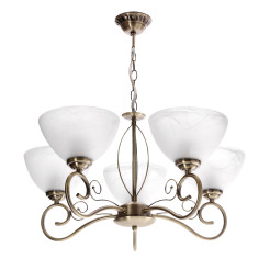 HORIZON lampa wisząca patynowy 5x40 E27 klosz biały 35-45164