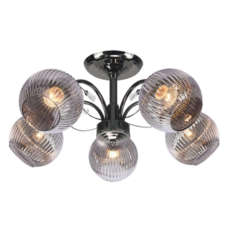 CROMAT lampa sufitowa czarny perłowy 5x40W E27 klosz grafitowy 35-51868