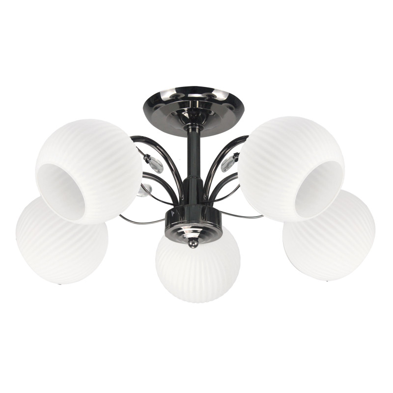 NEROS lampa sufitowa czarny perłowy 5x40W E27 klosz biały 35-51905