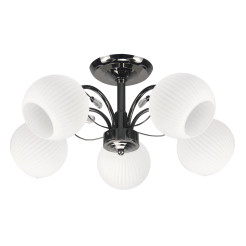 NEROS lampa sufitowa czarny perłowy 5x40W E27 klosz biały 35-51905