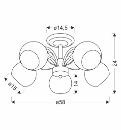 NEROS lampa sufitowa czarny perłowy 5x40W E27 klosz biały 35-51905