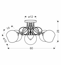 TARTINE lampa sufitowa chromowy 5x40W E27 klosz biały 35-52032